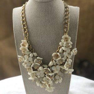 Talbot’s Gold Tone and White Floral Bib Necklace